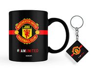 Morons (A Brand Owned By Jbn Printstop) I Am United - Black Coffee Mug Merchandise, Football Club Printed Coffee Mug & Keychain Gift Set [330 Ml, Ceramic; Black]