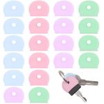 20 Pcs Key Covers Caps, Key Toppers Tags Set Key Identifier Caps, Rubber Keycaps Flexible Coloured Key Covers Set, Keys Caps Label for Easy Identifying House Door Keys, 5 Colors