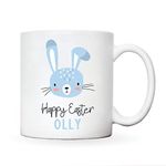 Blue Personalised Easter bunny mug to go in basket | decorations to go with egg/chocolate/candy gifts | for kids baskets | decor stuffers | toddlers girls teens baby boys babies toddler