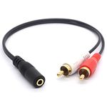 BSHTU Gold Plated 3.5mm Female to 2 RCA Male Audio Stereo Y Splitter Cable AV Adapter for iPod, iPhone, iPad, Smartphones, Tablets and mp3 Players, Home Theater - 30CM