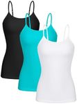 beautyin Built in Bra Tank Tops for Women Adjustable Spaghetti Strap Camisoles Basic Cami Undershirt