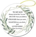 Christmas Ornament 2023-To My Son Keepsake Christmas Tree Hanging Ornament Home Decor Round Ceramic Ornament 3inch