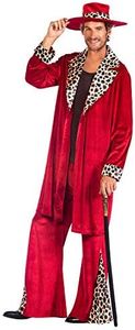 Amscan 9908825 Adult Mens Fly Guy Pimp Red Fancy Dress Costume Plus Size, Multi-Coloured