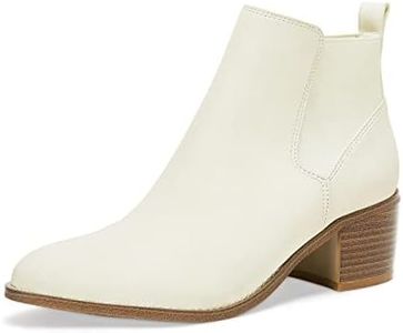Womens Pointed Toe Ankle Boots Chunky Block Stacked Mid Heel Side Zipper Elastic Comfort Winter Booties White Shoes