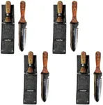 Garden Guru Hori Hori Gardening Knife for Weeding Digging Pruning & Cultivating - Stainless Steel Full Tang Blade Walnut Wood Handle Marks for Measuring Planting Depth Nylon Sheath for Storage (4pack)