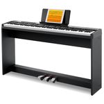 Donner Digital Piano Keyboard Velocity-Sensitive 88 Keys with Removable Piano Stand, Compact Beginner Home Electric Piano with Split Mode, LCD Screen, and Triple Pedal DEP-08