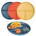 3pcs Divided Dinner Plates, Portion Control Divided Plates, 8.85" Unbreakable Divided Plates Compartment Plates, Divided Diet Plates Tray Reusable Dishes for Kids Children Adult, Microwave Safe