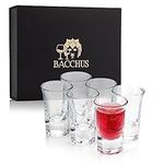 BACCHUS GlassWare Shot Glasses Set of 6 Clear Glass Shots Fancy 30ml Heavy Base Suitable for Tequila Baby Guinness Whiskey Espresso Soju Alcohol and Desserts Dishwasher Safe (6 Pieces)