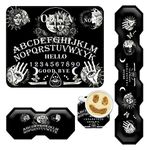 Mouse Pad with Wrist Rest+Keyboard Wrist Rest+Wrist Support+Coaster 4pcs Set Ouija Board Theme, Easy Typing Pain Relief, Memory Foam Gel Mouse pad Set for Computer Laptop Office Home