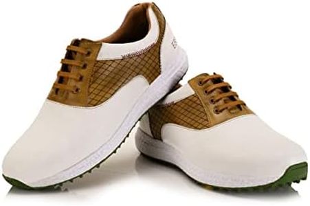 East Star Sports Austin Spikeless Multicolor ESS Golf Shoes (White-Yellow, Numeric_10_Point_5)