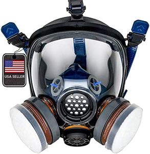 PD-100 Full Face Organic Vapor & Particulate Respirator - Dual Activated Charcoal Filtration - Full Face Eye Protection Mask