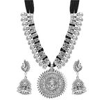 YouBella Fashion Jewellery Antique Oxidised Plated Tribal Cotton Thread Jewellery Necklace Earring Set for Women & Girls.(Valentine Gift Special). (BLACK)