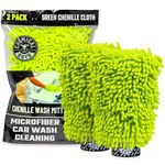 Chemical Guys Chenille Premium Scratch-Free Microfiber Wash Mitt Green, Great for Cars, Trucks, SUVs, RVs & More (2 Pack)