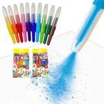 DOANMIZE Magic Blow Pens Set of 12Pc Colour Spray Blowpen with Sketch Pens at One End and Blow Pens at Other 3 Paper Stencils Washable and Non-Toxic, Students, Kids (PACK OF 2)