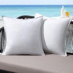 MIULEE Outdoor Cushions Waterproof Faux Linen Decorative Outside Cushion Covers Water Resistant for Garden Sofa Livingroom Chair Bedroom Tent Park Patio 45x45cm Set of 2 White