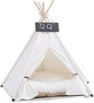 Pet Teepee 60x60x70cm Dog & Cat Bed with Cushion- Luxery Dog Tents & Pet Play Houses with Removable Washable Cushion & Blackboard Easy Assemble