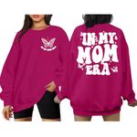 DUTUT Mama Sweatshirts for Women in My Mama Era Sweatshirt Fashion Mom Crewneck Pullover Moms Gift Casual Letter Print Tops Pink