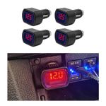 Suvnie 4 PCS Car LED Cigarette Lighter Voltmeter, DC 12V 24V Battery Voltage Digital Panel Meter, Universal Auto Electric Volt Gauge Monitor, Car Accessories for Motorcycle Truck