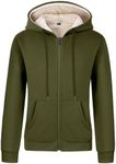 Gihuo Women's Sherpa Lined Hooded Sweatshirt Zip Up Winter Warm Hoodie Comfy Hooded Fleece Jacket (US, Alpha, X-Large, Regular, Regular, ArmyGreen)