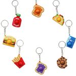 Topsheper 8 PCS Figet Keyring, Sensory Snack Food pop it Fidget Keychain Spinner Toy, Kids Christmas Party Bag Stocking Fillers Keyrings for Crafts,DIY small popit simple dimple key rings decorations