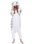 Women's Adult Pajamas Unisex Animal Onesies Novelty Pyjamas Nightwear Halloween Homewear Cosplay Costume Loungewear Onepiece, Gray Tabby Cat, M( 156-167CM )