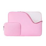 RAINYEAR 14 Inch Laptop Sleeve Case Cover Soft Fluffy Lining Bag with Accessories Pouch, Compatible with 14" Dell HP ThinkPad Lenovo Asus Acer Samsung Notebook Chromebook (Pink, Upgraded Version)