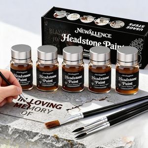 Headstone Ink Kit Professional Artist Stone Paint - Monument Letter Inscription Restoration Paint Gravestone Lettering/Tombstone Inscriptions on Granite & Marble with Mutiple Colors (Bronze)