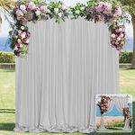 MYSKY HOME 10ft x 10ft Curtains Light Grey Backdrop Curtains for Parties Wedding Curtains Stage Curtains Rod Pocket Privacy Sliding Drapes Backdrop Curtains for Baby Showers, 5ft x 10ft, 2 Panels