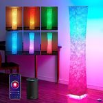 chiphy Floor Lamp, RGB Color Changing Floor Lamps, App Control Work with Alexa, 61" Tall White Column Floor Lamp Dimmable for Living Room, Bedroom, Game Room