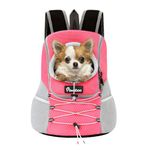 Pawaboo Pet Dog Carrier Backpack, Puppy Dog Travel Front Carrier for Small Medium Dogs Cats, Adjustable Breathable Dog Carrying Backpack with Safety Strips for Hiking, Walking (Pink M Up to 10 lbs)