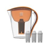 Drinkpod Ultra Premium pH Restore Alkaline Filter Water Pitcher - 3.5L Pure Healthy Water Ionizer, BPA Free, with Activated Carbon, Clean Water In Minutes, BONUS GIFT 2 Additional Filter Refills (Orange)