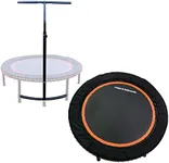 LEAPS & REBOUNDS 48" Adjustable Stability Bar Attachment with 48" Mini Fitness Trampoline and Home Gym Rebounder for Cardio Exercises, Orange