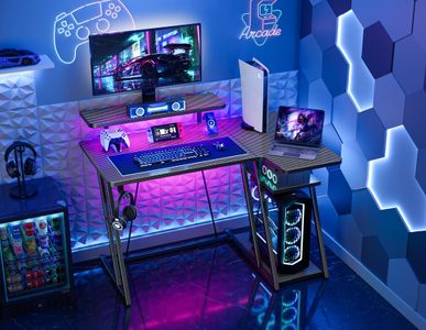 HOMIDEC L-Shaped Gaming Desk – Black Corner Computer Table