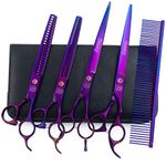 Professional Dog Grooming Scissors Set, 7 Inch/8 Inch Pet Grooming Scissors Chunkers Shears for Dog, Curved Dog Grooming Scissors, Thinning Shears for Dog with Grooming Comb