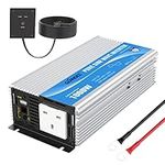 Pure sine wave power inverter 1000w DC 12V to AC 240V with Remote Control with AC outlet &2.4A USB Port for RV Truck Car Giandel