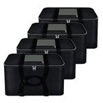 Storite 4 Pack Moisture Proof Nylon Large Size Foldable Underbed Storage Bag For Clothes, Blankets (54 x 46 x 28 cm) - Black, Rectangular