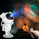 MoonlitDreams Astronaut Galaxy Projector with Remote Control - 360° Adjustable Timer Kids Astronaut Nebula Night Light, for Gifts,Baby Adults Bedroom, Gaming Room, Home and Party (Corded Electric)