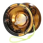LESHARE Professional Unresponsive Yoyo for Pros and Responsive Yoyos for Kids Beginners - Replaceable Unresponsive Bearings, Gloves, and 5 Cords Included (Black Gold)