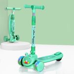 R for Rabbit Road Runner Hopper Foldable Kick Scooter for Kids of 3+ Years, 3 Level Height Adjustment Handle, PU LED Wheels with Rear Brake & Weight Capacity Upto 50 kg | 6 Months Warranty | (Green)