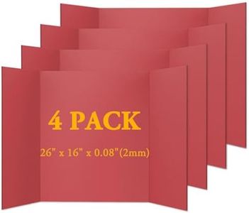 AKONEGE 4PCS Medium Trifold Poster Board 26" x 16" Red Tri Fold Presentation Boards, Corrugated Cardboard Picture/Project Display Boards for Event, Exhibition, Business, School Project, Science Fair