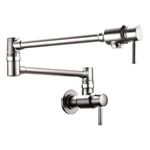 BAGNOLUX Pot Filler Faucet Wall Mount Commercial Kitchen Faucet Cold Water Only Double Lever Handle with Dual Joint Swing Arm, Brushed Nickel