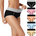 POKARLA Women's High Waisted Cotton Underwear Soft Breathable Postpartum Panties Full Coverage Stretch Briefs Regular & Plus Size(Large)