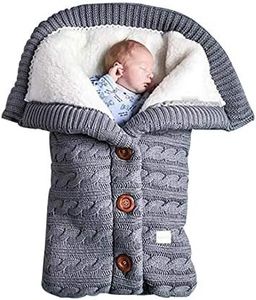 insular Warm Baby Sleeping Bag Envelope Winter Kid Sleepsack Footmuff Stroller Knitted Sleep Sack Newborn Knit Wool Swaddling Blanket (Gray)