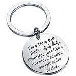 BEKECH Ham Radio Operator Grandfather Gift Amateur Broadcasting Lover Gift Keychain I'm a Ham Radio Operator Grandpa, Silver, Small