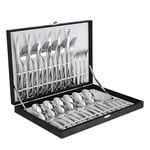 Velaze 30-Piece 18/10 Stainless Steel Cutlery Set, Knife and Fork Sets, Cutlery Set for 6 People Include Dinner Spoon, Dinner Fork, Dinner Knife, Dessert Fork and Tea Spoon, Mirror Polished Design