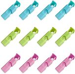 12Pcs Squeeze Bread Bag Clips, Food Bag Cinch Clips, Good Grips Collection Bag Clip Reusable for Bagel, Nuts, Rice, Beans, Dried Fruit, Frozen Food Sealing (Blue, Green, Pink)