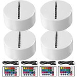 4-Pack 3D Night LED Light Base, Large Size LED Base for Acrylic16 Colors LED Light Base with Remote Control and USB Cable for Bedroom Child Room Restaurant Shop(4-Pack White)