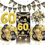 60th Birthday Decorations for Women, Black Gold 60th Birthday Decorations for Men, 60th Birthday Banner, 60th Birthday Balloons, Birthday Decorations for Men, Birthday Party Decorations