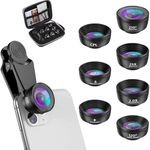 Textiluxe 7 in 1 Mobile Phone Lens Kit, Fisheye Lens 210° + Wide Angle 120° + Macro Lens (25x) + Star Filter + Telephoto (003)