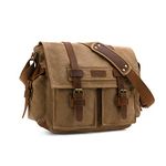 Kattee® Canvas Cow Leather DSLR SLR Vintage Camera Shoulder Bag Backpack